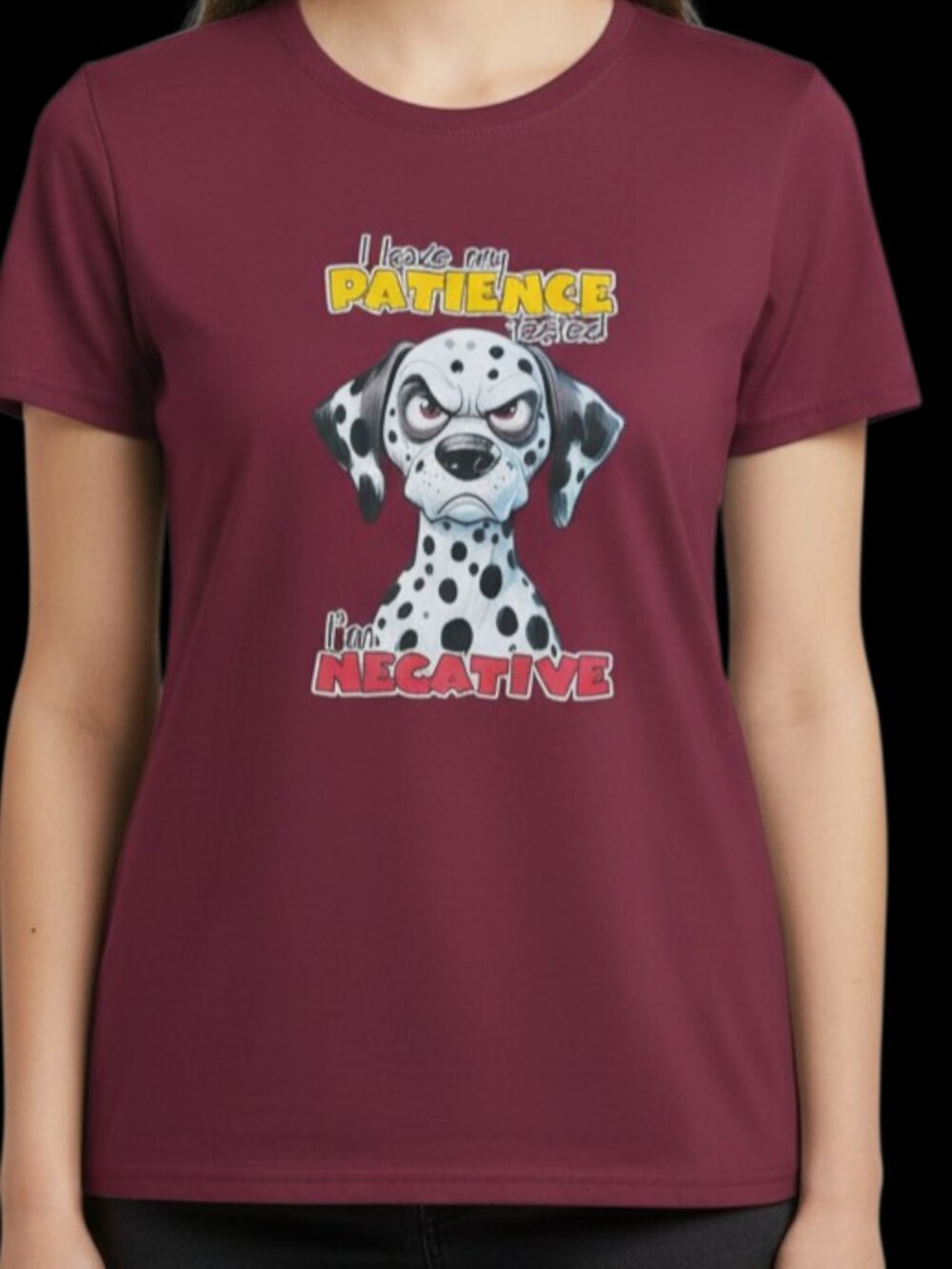 NEW Maroon Custom Made Cool Stretch Quick Dry Sarcastic Dalmation T-Shirt MEDIUM